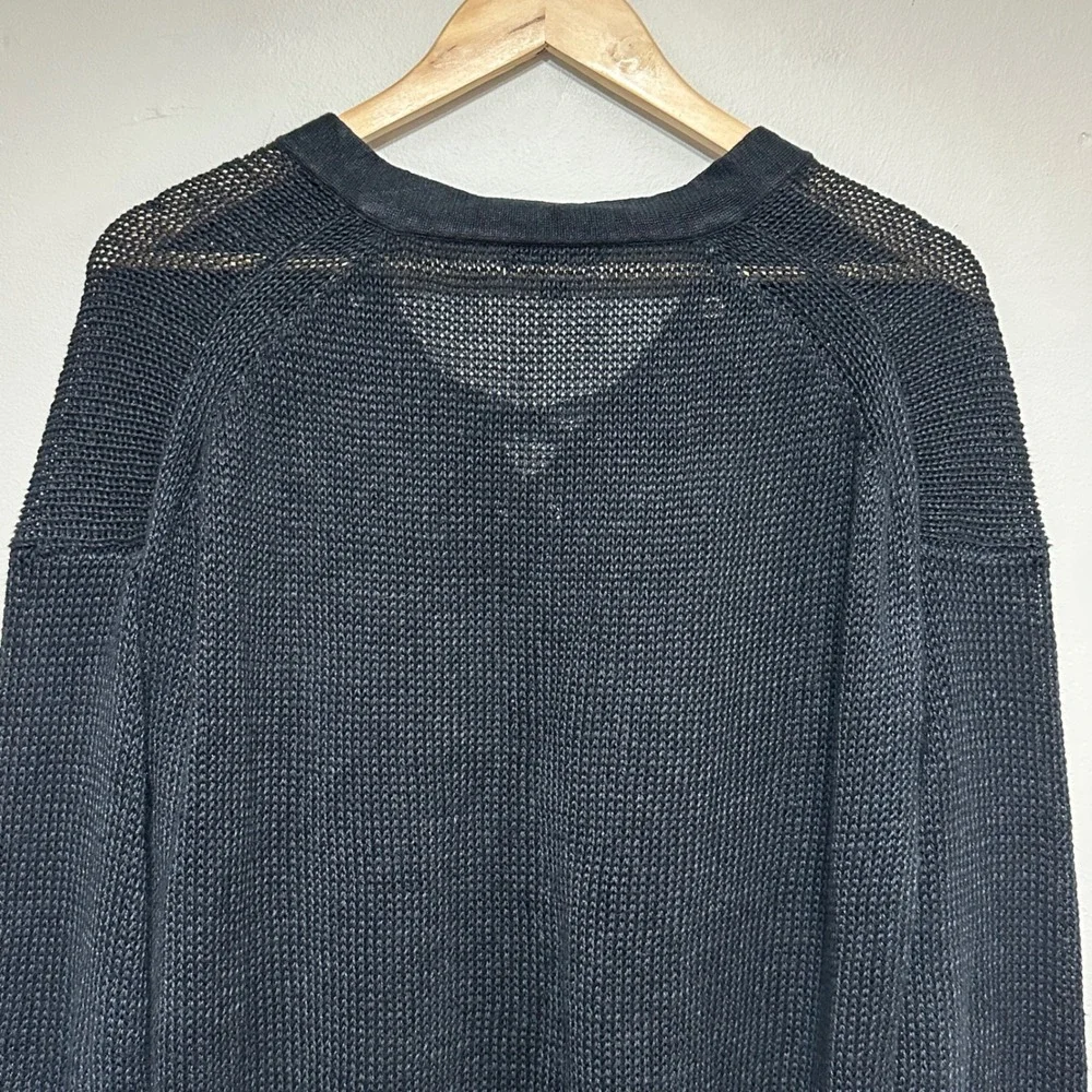 J.Crew Linen Open Knit Sweater Womens M Lace Up Pullover Oversized Slouchy Beach